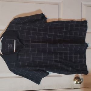 Van Heusen Navy Geometric Print Polo Shirt with Collar (size L/G)